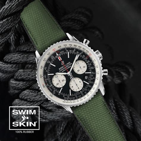 breitling world silver green strap|breitling watch bands.